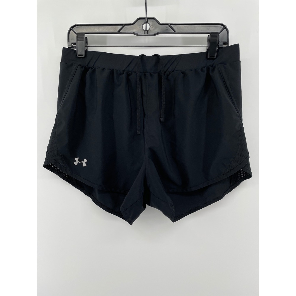 Under Armour Running Shorts Women Large Black HeatGear Loose Fit‎ Drawstring Gym